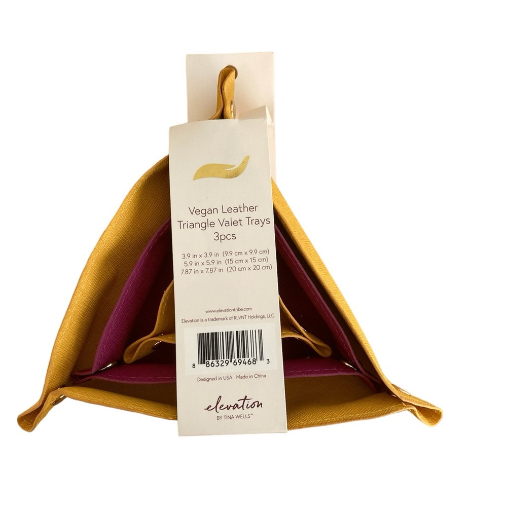 Elevation by Tina Wells Vegan leather triangle valet trays set of 3
